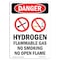 Signmission Safety Sign, OSHA Danger, 7" Height, Hydrogen Flammable, Portrait OS-DS-D-57-V-1370 - alternate 1